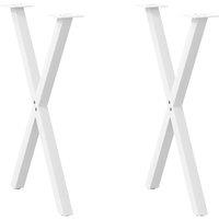 Berkfield Home Dining Table Legs X-Shaped 2 pcs White 50x(72-73) cm Steel