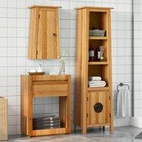 Berkfield Home 2 Piece Bathroom Furniture Set Solid Wood Pine in Brown
