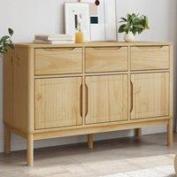 Berkfield Home Sideboard FLORO Wax Brown 114x43x74 cm Solid Wood Pine | Size: 114 x 43 x 74 cm