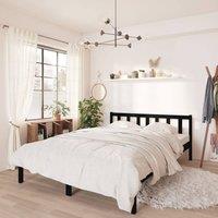 Berkfield Home Bed Frame Black Solid Wood Pine 135x190 cm Double