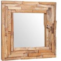 Berkfield Home Decorative Mirror Teak 60x60 cm Square in Brown