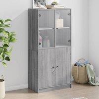 Berkfield Home Highboard with Doors Grey Sonoma 68x37x142 cm Engineered Wood | Size: 68 x 37 x 142 cm