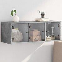 Berkfield Home Wall Cabinet with Glass Doors Concrete Grey 102x37x35 cm | Size: 102 x 37 x 35 cm