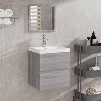 Berkfield Home Bathroom Sink Cabinet with Basin & Mirror Grey Sonoma