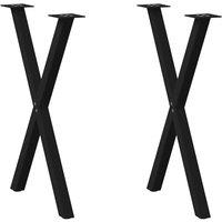 Berkfield Home Dining Table Legs X-Shaped 2 pcs Black 50x(72-73) cm Steel