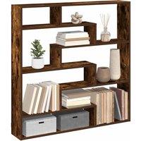 Berkfield Home Wall Cube Shelf 7 Compartments Smoked Oak Engineered Wood in Brown
