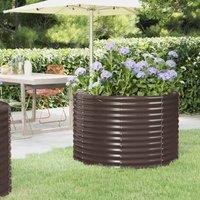 Berkfield Home Garden Raised Bed Powder-coated Steel 100x100x68 cm Brown | Size: 100 x 100 x 68 cm