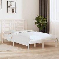 Berkfield Home Bed Frame White Solid Wood Pine 120x200 cm | Size: Small Double