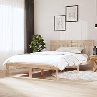 Berkfield Home Bed Frame 135x190 cm Double Solid Wood in Brown