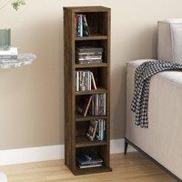 Berkfield Home CD Cabinet Smoked Oak 21x20x88 cm Engineered Wood in Brown | Size: 21 x 20 x 88 cm