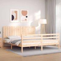 Berkfield Home Bed Frame with Headboard Super King Size Solid Wood in Brown