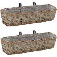 Berkfield Home Balcony Planter 2 pcs Wicker with PE Lining 60 cm in Brown