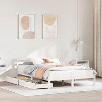 Berkfield Home Bed Frame without Mattress White 120x200 cm Solid Wood Pine | Size: Small Double
