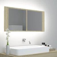 Berkfield Home LED Bathroom Mirror Cabinet Sonoma Oak 100x12x45 cm in Brown | Size: 100 x 12 x 45 cm