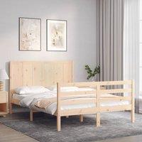 Berkfield Home Bed Frame with Headboard 140x190 cm Solid Wood in Brown