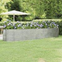 Berkfield Home Garden Raised Bed Powder-coated Steel 396x100x68 cm Silver | Size: 396 x 100 x 68 cm