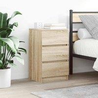 Berkfield Home Bedside Cabinet with 3 Drawers Sonoma Oak 39x35x65 cm in Brown | Size: 39 x 35 x 65 cm