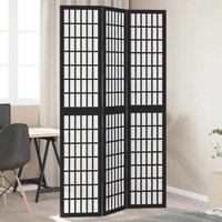 Berkfield Home Room Divider 3 Panels Black Solid Wood Paulownia