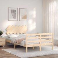 Berkfield Home Bed Frame with Headboard Small Double Solid Wood in Brown