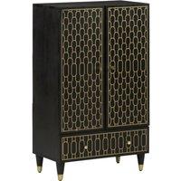 Berkfield Home Highboard 60x33x100 cm Solid Wood Mango in Black | Size: 60 x 33 x 100 cm