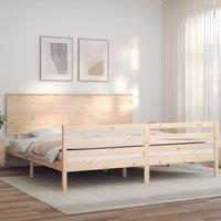 Berkfield Home Bed Frame with Headboard Super King Size Solid Wood in Brown