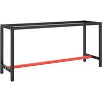 Berkfield Home Work Bench Frame Matte Black & Matte Red 170x50x79 cm Metal | Size: 170 x 50 x 79 cm