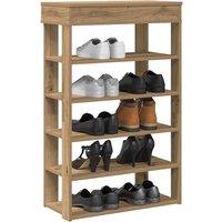 Berkfield Home Shoe Rack Artisan Oak 60x30x98 cm Engineered Wood in Brown | Size: 60 x 30 x 98 cm