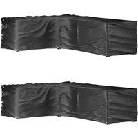 Berkfield Home L-Shaped Garden Furniture Covers 2 pcs 16 Eyelets 210x260x80 cm in Black | Size: 210 x 260 x 80 cm