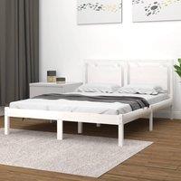 Berkfield Home Bed Frame White Solid Wood 120x200 cm | Size: Small Double