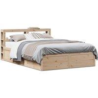 Berkfield Home Bed Frame with Headboard 140x190 cm Solid Wood Pine in Brown