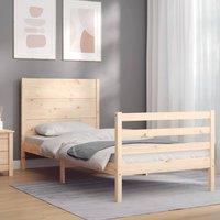 Berkfield Home Bed Frame with Headboard Single Solid Wood in Brown