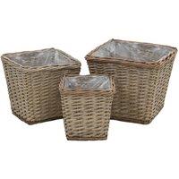 Berkfield Home Raised Bed 3 pcs Wicker with PE Lining in Brown