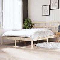 Berkfield Home Bed Frame 135x190 cm Double Solid Wood in Brown