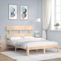 Berkfield Home Bed Frame with Headboard Small Double Solid Wood in Brown