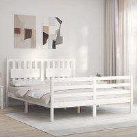 Berkfield Home Bed Frame with Headboard White 160x200 cm Solid Wood