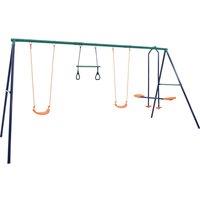Berkfield Home Swing Set with Gymnastic Rings & 4 Seats Steel in Orange