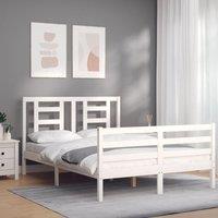 Berkfield Home Bed Frame with Headboard White 120x200 cm Solid Wood