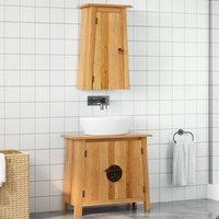 Berkfield Home 2 Piece Bathroom Furniture Set Solid Wood Pine in Brown