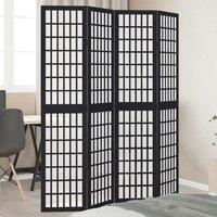 Berkfield Home Room Divider 4 Panels Black Solid Wood Paulownia