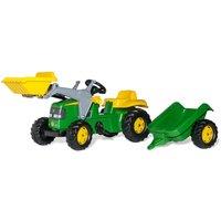 Rolly John Deere Tractor with Frontloader & Trailer in Green