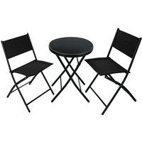tectake Garden Table & Chairs Duesseldorf in Black | Size: 2 Seater