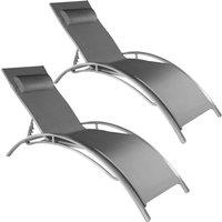tectake Sun Lounger Set Of 2 Alina in Grey | Size: 2 Seater