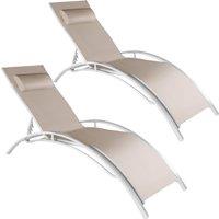 tectake Sun Lounger Set Of 2 Alina in Beige | Size: 2 Seater