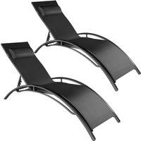 tectake Sun Lounger Set Of 2 Alina in Black | Size: 2 Seater
