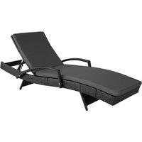 tectake Ocane Aluminum Rattan Sun Lounger in Black | Size: 1 Seater
