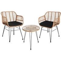 tectake Garden Table & Chairs Molfetta in Natural | Size: 2 Seater