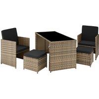 tectake Garden Table & Chairs Palermo in Natural | Size: 4 Person