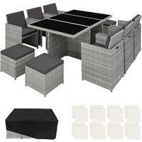 tectake Garden Table & Chairs New York in Light Grey | Size: 2XL