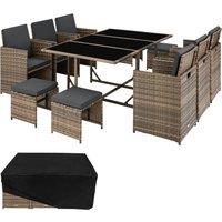 tectake Garden Table & Chairs Malaga in Natural | Size: 2XL