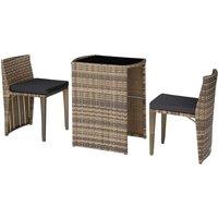 tectake Garden Table & Chairs Hamburg - 2 chairs, 1 dining table, bistro set in Natural | Size: 2 Seater